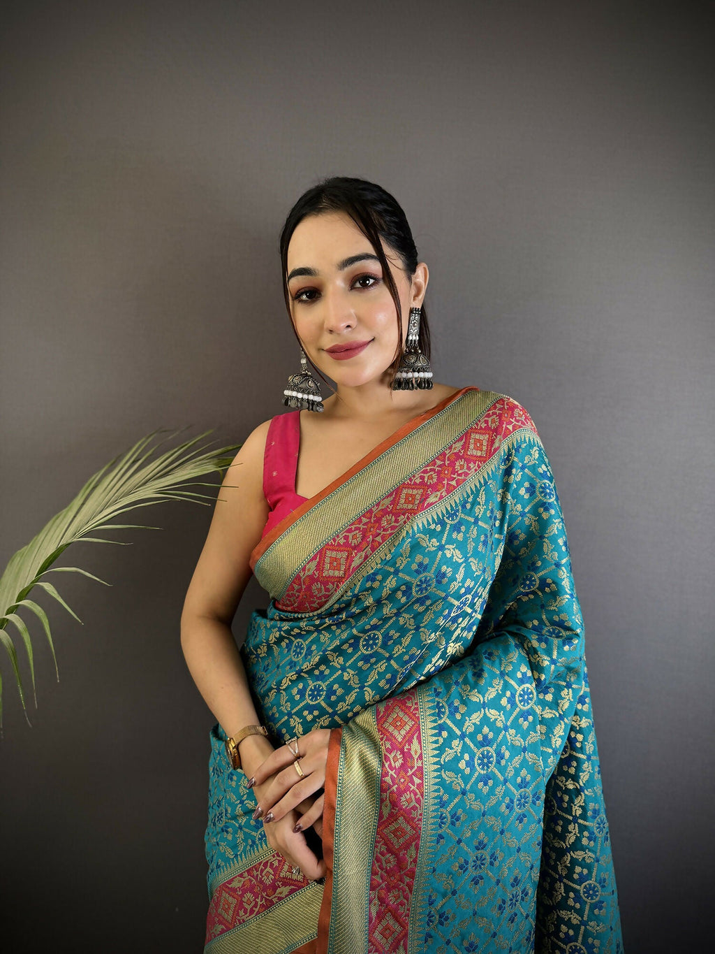 Joban Fashion Aqua Blue Patola Soft Silk Patola Saree - Distacart
