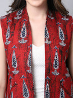 Even Apparels Maroon 100% Viscose Rayon Open Front Gillet - Distacart