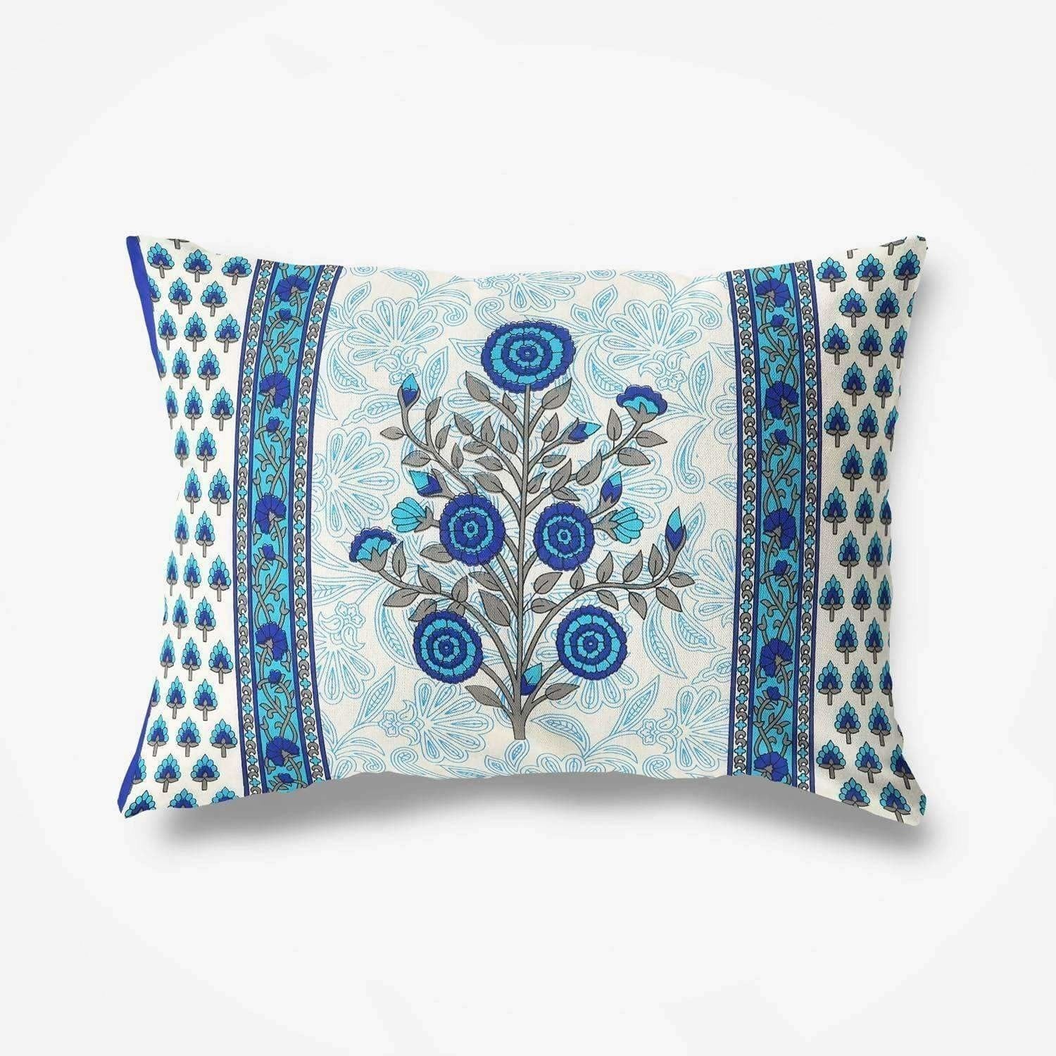 Floral Print Queen Size 90x108 Inches Jaipuri Flat Bed Sheet Bedspread with 2 Pillowcases