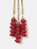 Ruby Raang Gold Gota Pati Work And Dark Pink Rosses With Black Thread & Golden Stones - Distacart