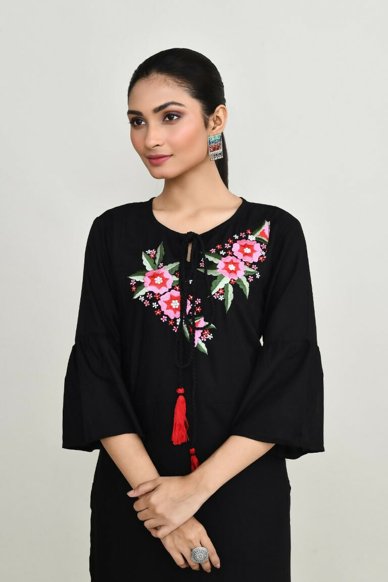 Joban Fashion Black Rayon Kurta Set