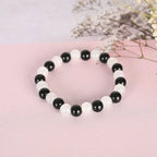 NVR Men & Women White Marble Crystal Beaded Elasticated Bracelet - Distacart