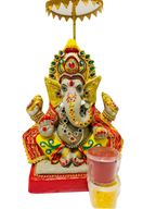 Eco-Friendly Ganesh Idols (Non-Toxic Colors) With Chatri, Kumkum & Akshat - Limited Time Offer