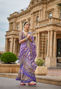 Butterfly Bush Purple Superior V.P.Silk Woven Printed Patola Silk Saree - Rewaa Milano