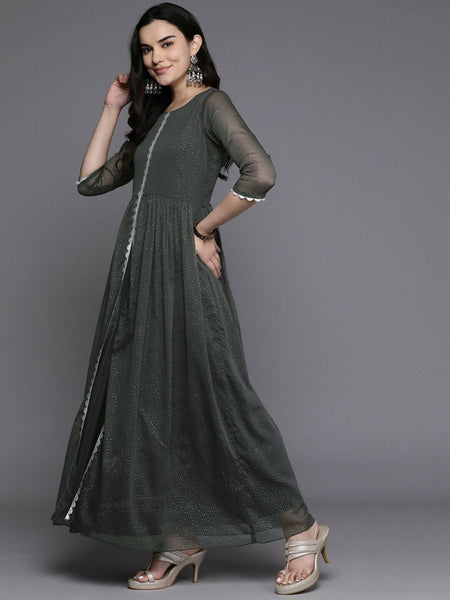 Ahalyaa Women's Traditional wear Kurta Set - Grey