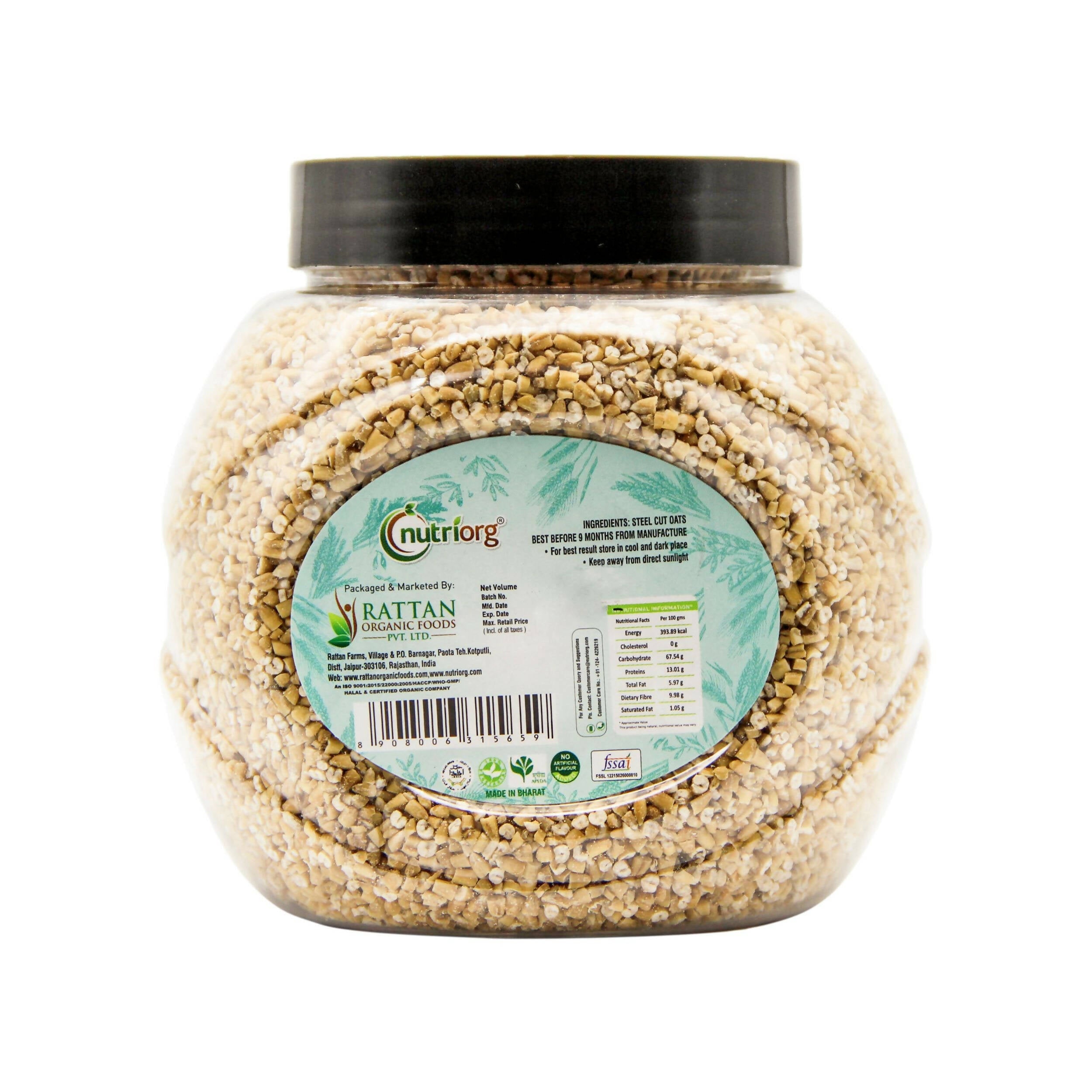 Nutriorg Gluten Free Raw Steelcut Oats