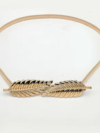 NVR Women Circular Gold-Polished Stretchable Metal Belt
