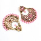 Mominos Fashion Johar Kamal Golden And Pink Beaded Earrings - Distacart