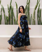 Aayaa Designer crape hand work Multi indo western - Black - Distacart