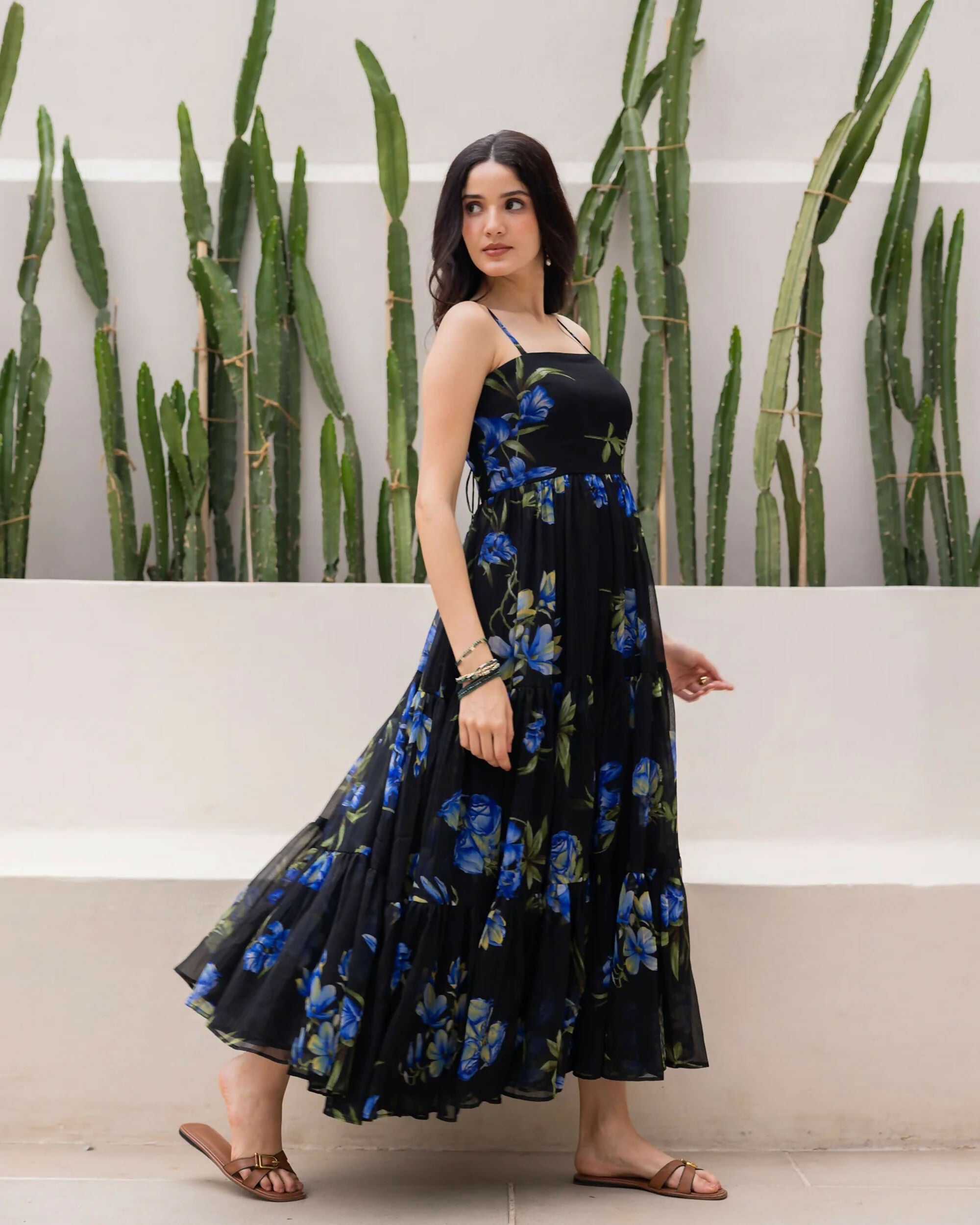 Aayaa Designer crape hand work Multi indo western - Black - Distacart