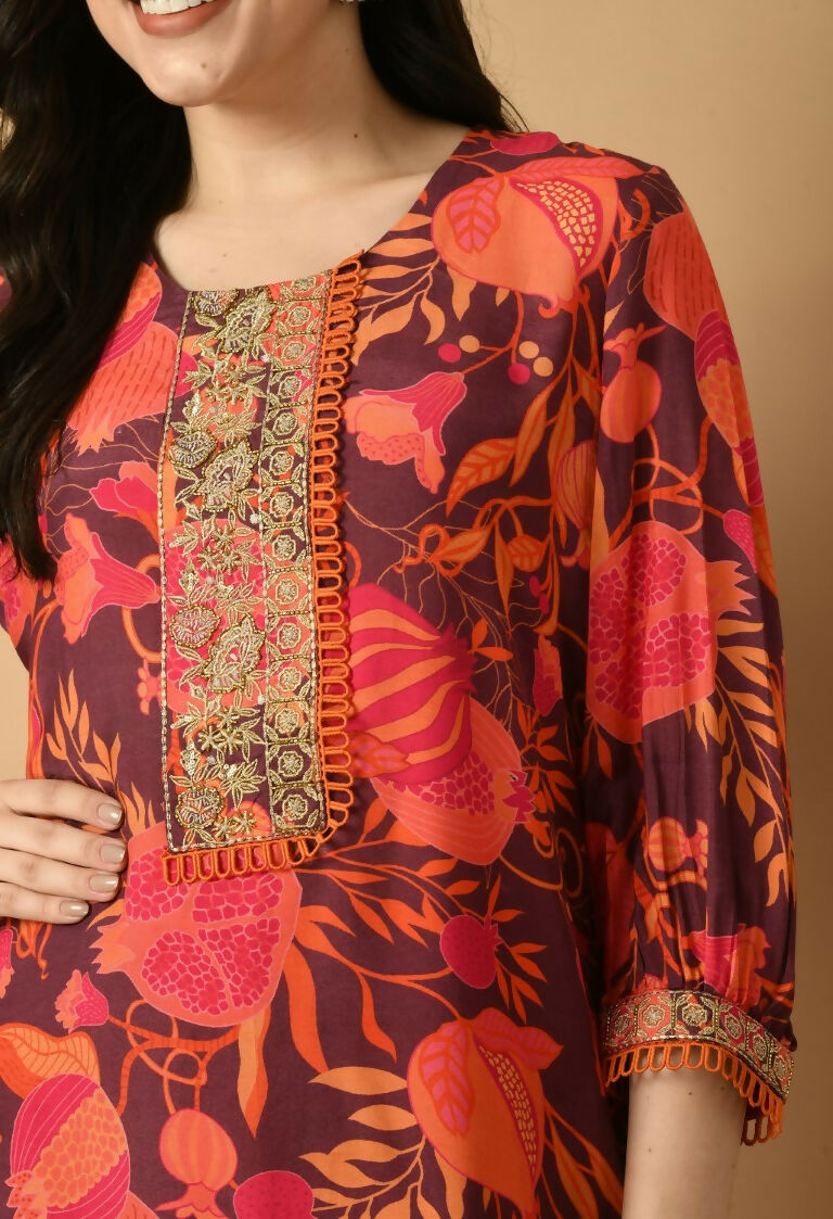 Joban Fashion Red Maslin Kurta Set