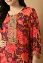Joban Fashion Red Maslin Kurta Set