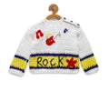 Chutput Kids White Coloured Solid Pullover with ROCK Detail