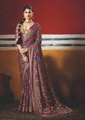 Joban Fashion Wine Dull Moss Brasso Saree - Distacart