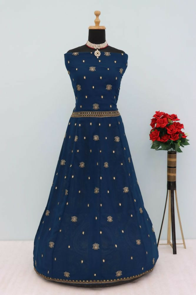 Vastranavya Teal Georgette Embroidered Sequins Work Anarkali Style A Line Suits