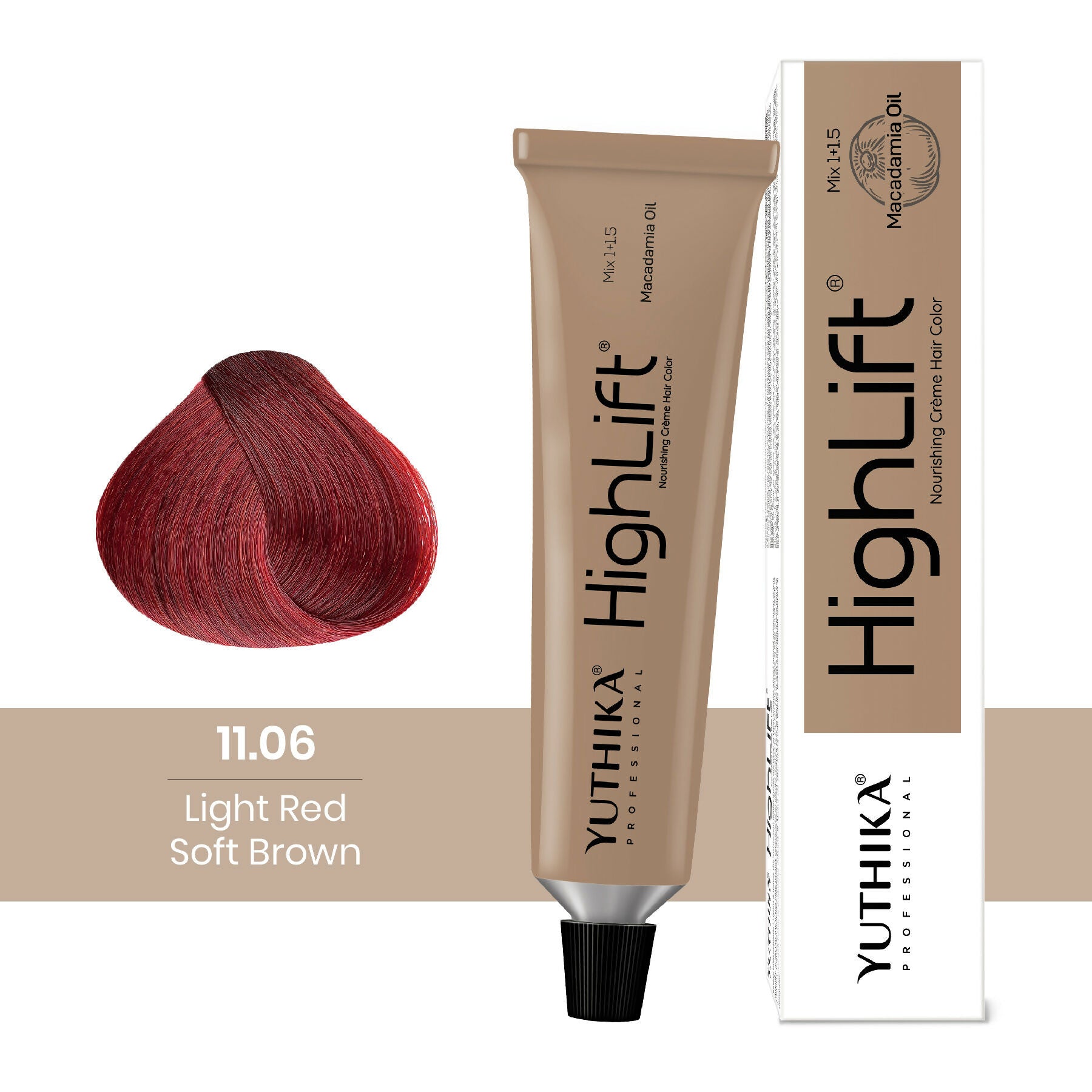Yuthika Professional High lift Creme Hair Colour 11.06 Light Red Soft Brown - Distacart