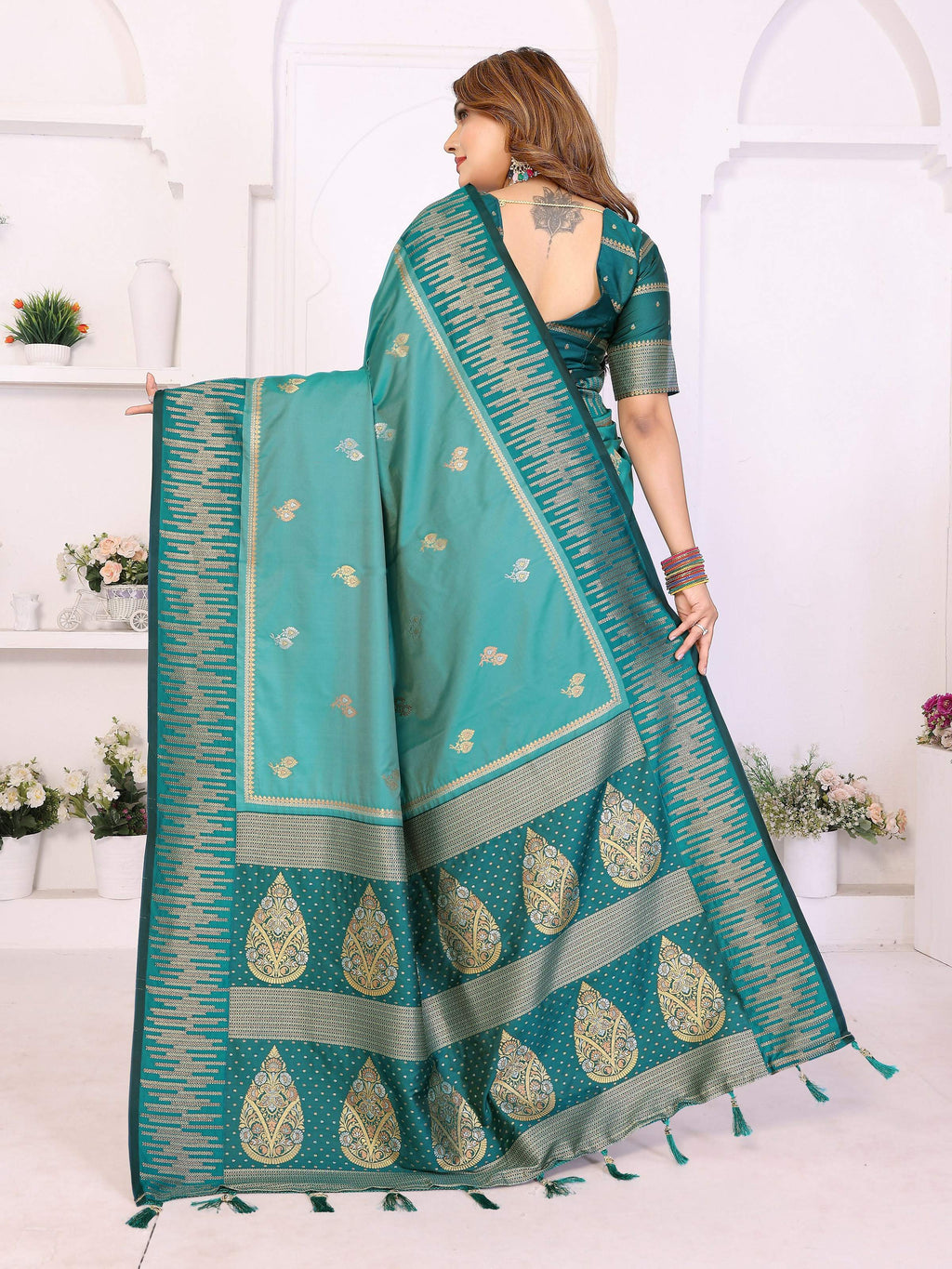 Aastha Fashion Aqua South Soft Silk Zari Weaving Saree - Distacart