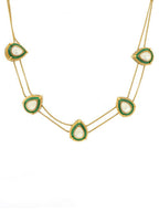 Green Meenakari Antique Finish Earrings and Drop Necklace set - Ruby Raang