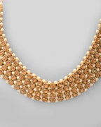 VOJ Gold-Polished Stone Studded Choker Necklace With Earrings And Manag Tikka Set