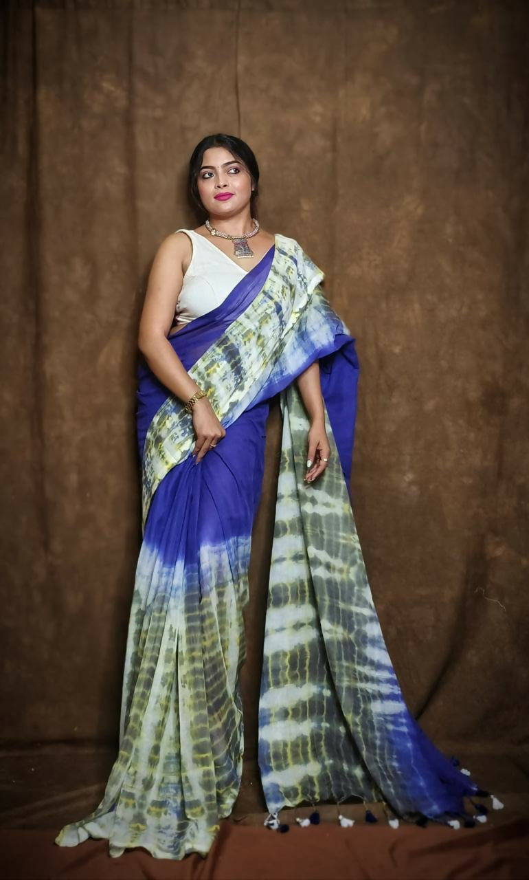 Exclusive Collection Violet Black Beautiful Super Soft Most Comfortable Pure Mul Cotton Saree - Distacart