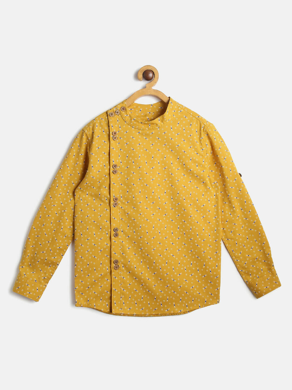 Manet Ethnic Full Sleeves Candy Printed Shirt - Yellow