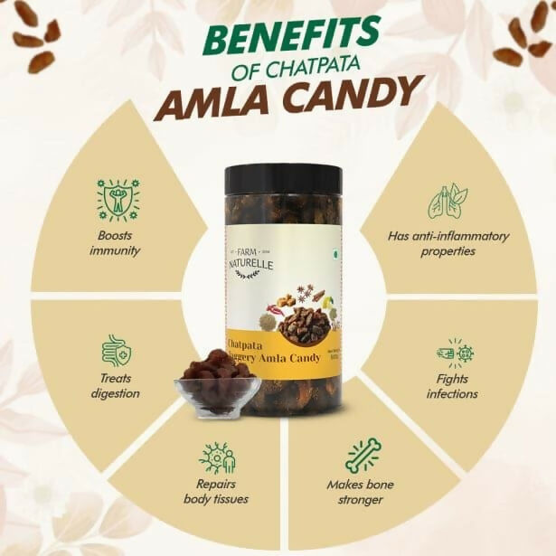 Farm Naturelle Chatpata Jaggery Amla Candy - Tangy