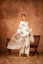 Joban Fashion Off White Pink Hand Block Printed Cotton Suit Set - Distacart
