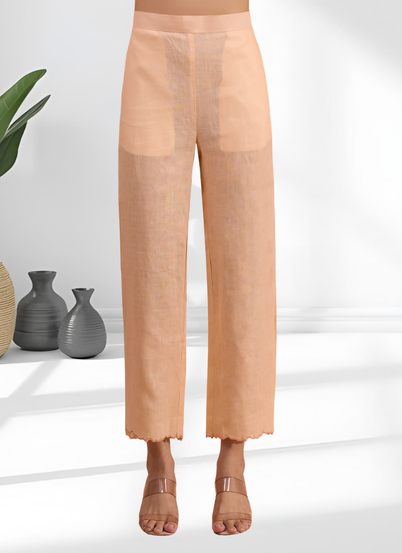 Joban Fashion Coral Linen Embroidered Readymade Long Kurta With Pant - Distacart