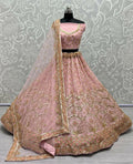 Jyoti Fashion Women's Pink Bridal Net Fancy Sequins with Multi Thread Embroidered & Handwork Wedding Lehenga Choli