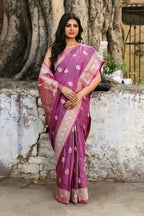 Joban Fashion Magenta Pure Katan Pure Handloom Banarasi Silk Saree