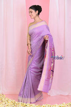 Very Much Indian Handloom Pure Cotton Paithani With Handwoven Pallu -Lilac - Distacart