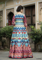 Wedding Designer Multi Soft Dola Silk Anarkali suit with Dupatta - Samanta