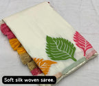 White Pure Silk Woven Design Saree with Unstitched Blouse - Hiral Fashion