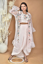 Morchari Women Hand Embroidery Crop Top-Light Pink
