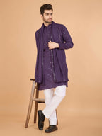 Vastranavya Dusty Purple Exclusive Festival Wear Viscose Silk Thread & Sequence Embroidered Work Kurta with Dupatta