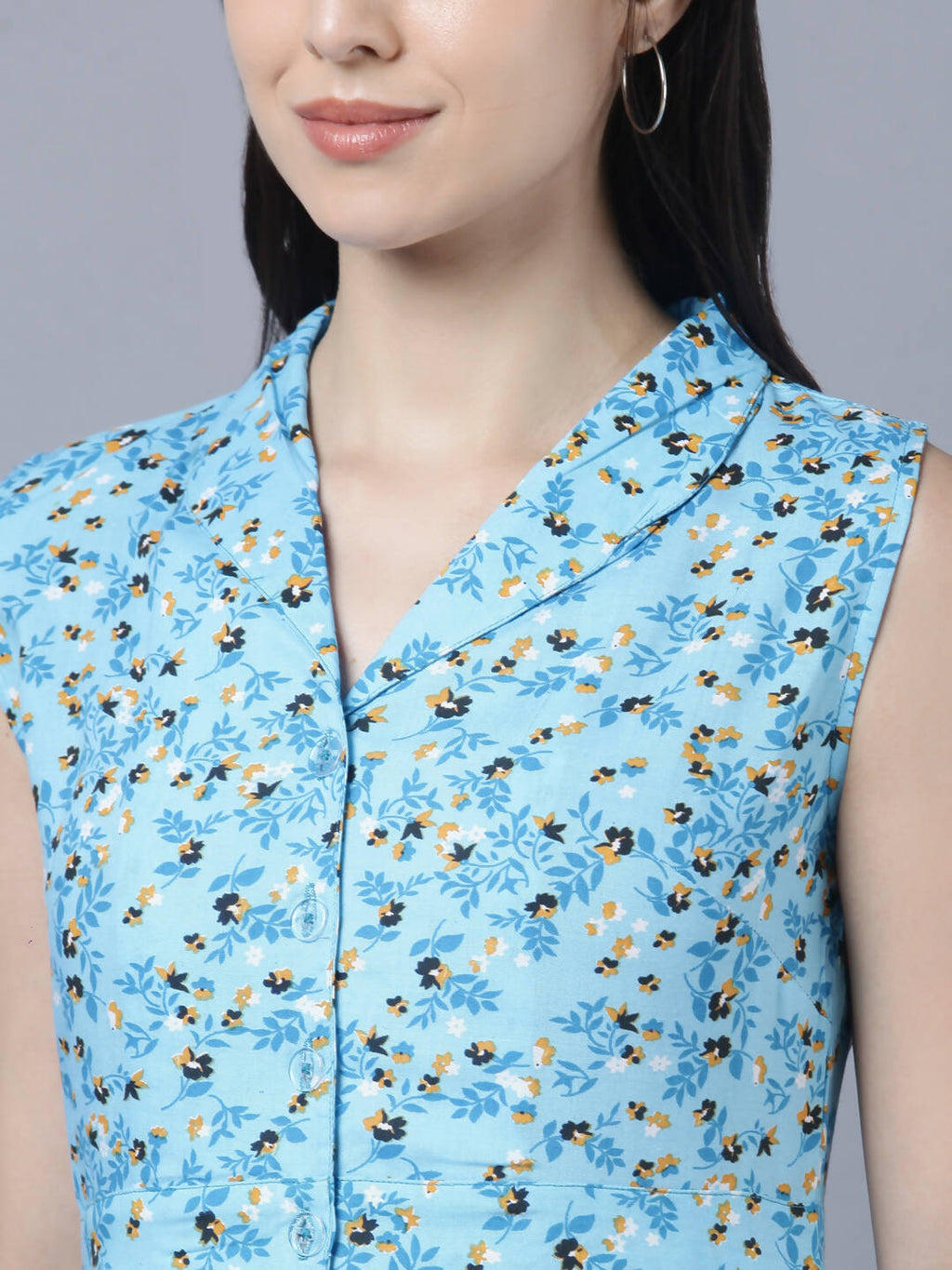 Myshka Women's Blue Floral Midi Dress - Distacart