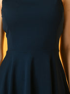 Myshka Women's Navy Blue Solid Party Dress - Distacart