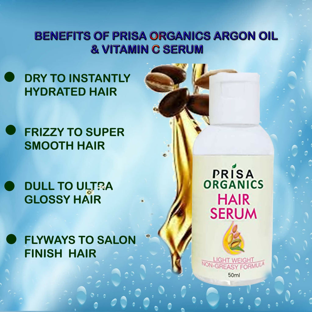 Prisa Organics Hair Serum With Argan Oil & Vitamin E - Promotes Hair Growth, Prevents Hair Loss and Thinning - Distacart