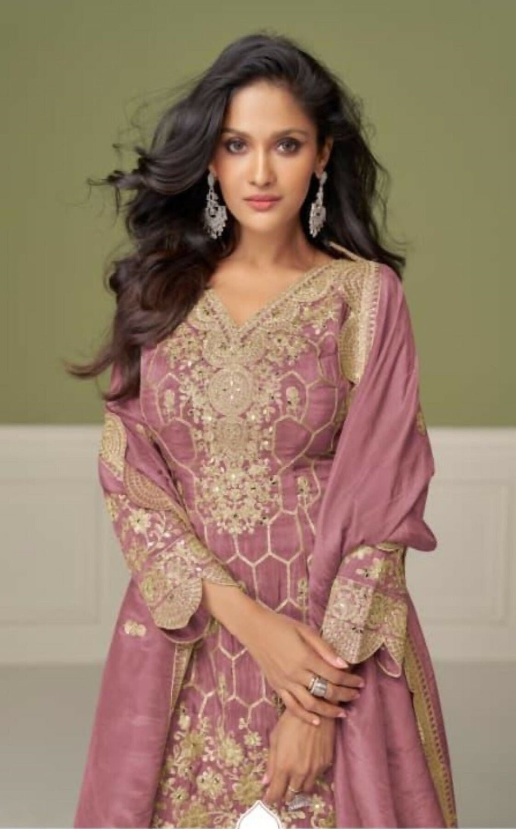 Anaita Peach Real Shimmer Readymade Suit with Embroidery & Real Mirror Work - Distacart
