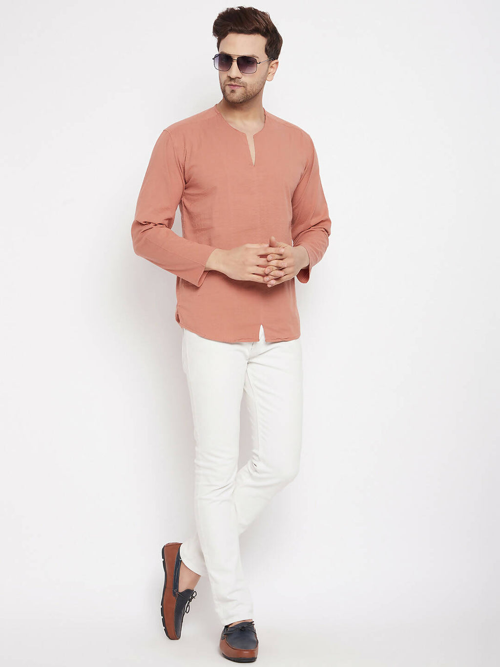 Even Apparels Brown Pure Cotton Men's Kurta With Slit Neckline - Distacart