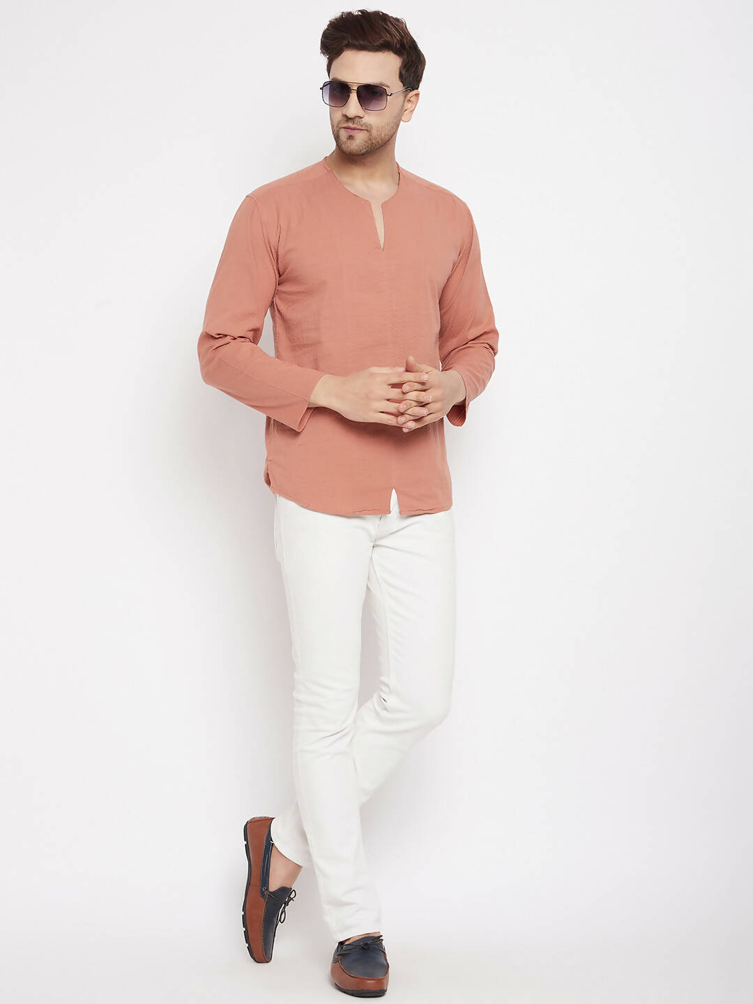 Even Apparels Brown Pure Cotton Men's Kurta With Slit Neckline - Distacart