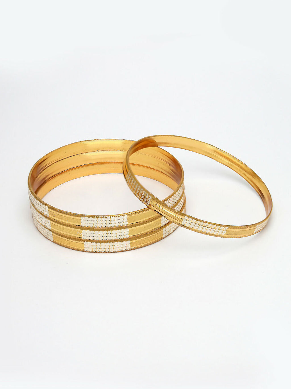 NVR Women's Set of 4 Gold-Plated CZ-Studded Traditional Bangles - Distacart