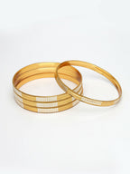 NVR Women's Set of 4 Gold-Plated CZ-Studded Traditional Bangles - Distacart