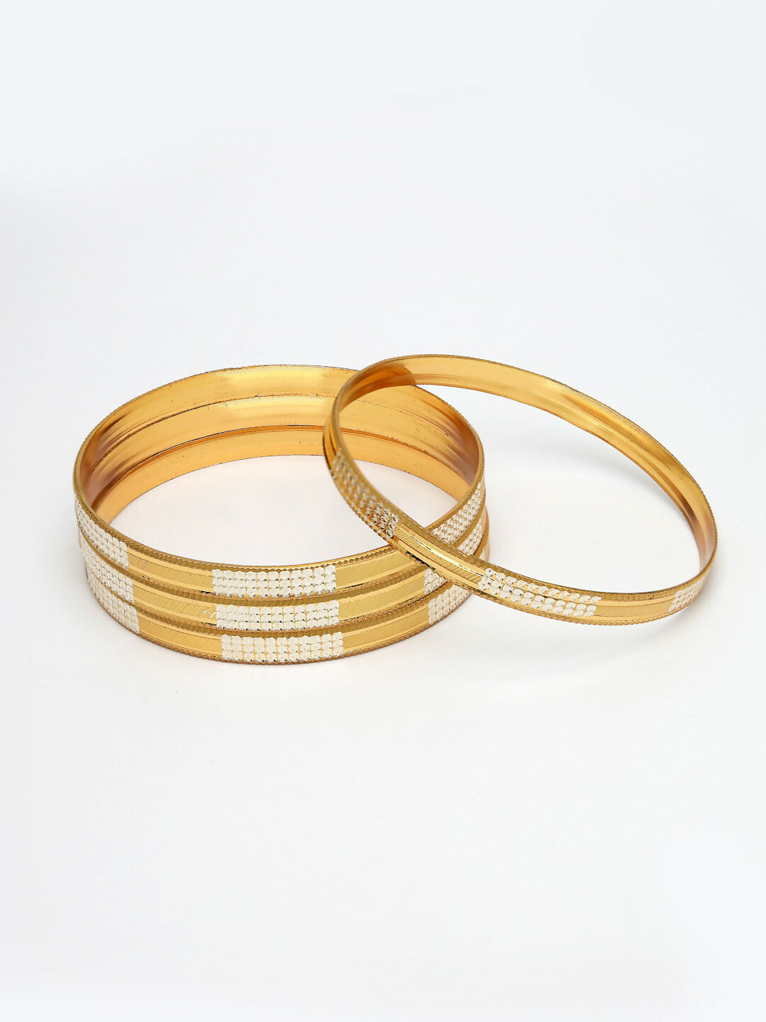 NVR Women's Set of 4 Gold-Plated CZ-Studded Traditional Bangles - Distacart