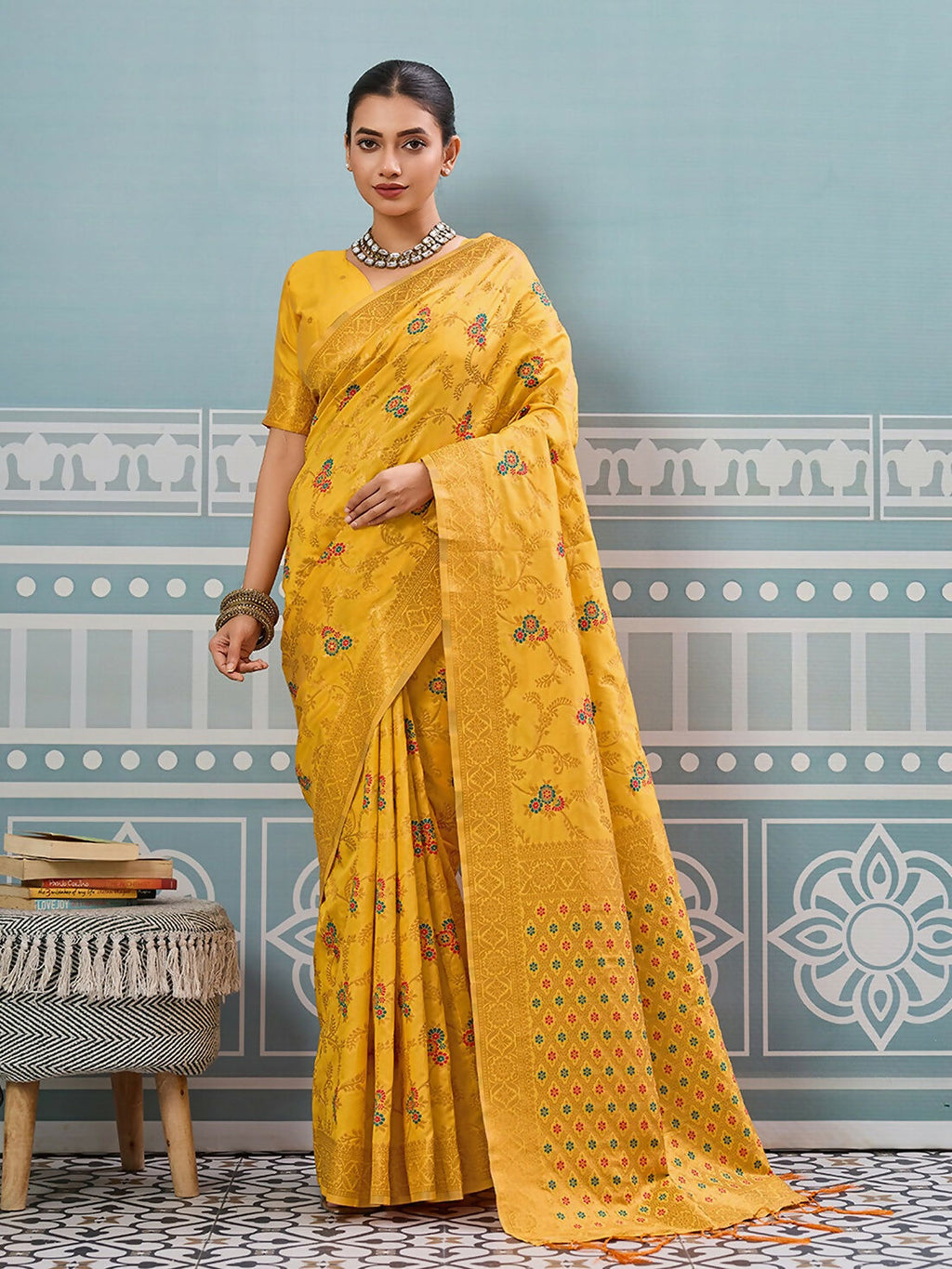 Shree Shyam Fashion Yellow Silk Saree - Distacart