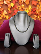 Inhanns Crystal Bloom – Single Line Necklace + Studs - Dark Black