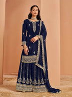 Anaita Navy Blue Premium Georgette Embroidered Stitched Salwar Suit - Distacart