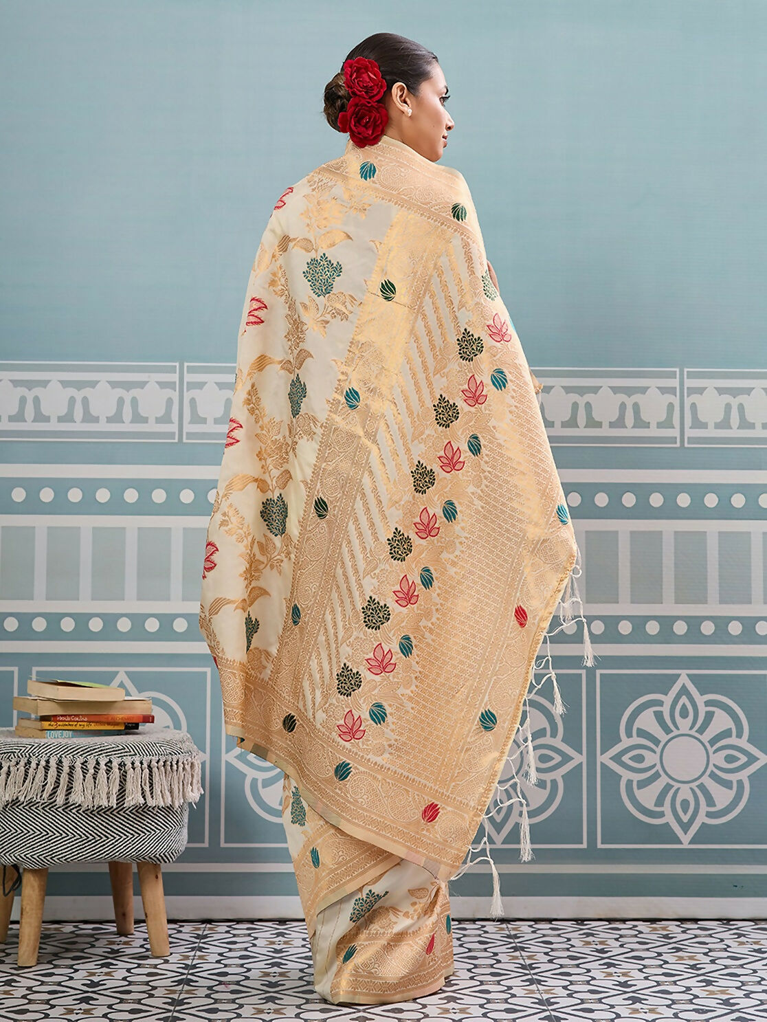 Shree Shyam Fashion Cream Silk Saree - Distacart