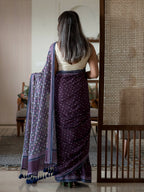 Suta Purple Polka Dots Pure Cotton Saree - Distacart