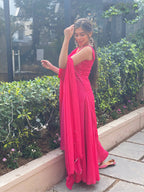 Partywear Designer Pink Georgette Palazzo Suit - Anbazaar - Distacart